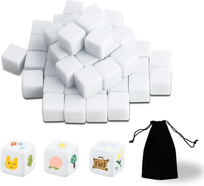 Imagen del producto de Juego de cubos, 50 cubos blancos de acrílico, 16 mm, para juegos creativos