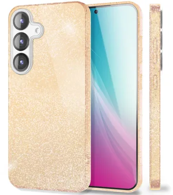 Image de Coque pailletée NALIA pour Samsung Galaxy S25 Plus – Look scintillant et bonne prise en main – SHINEPOP (coque en silicone) – Marque berlinoise – Poudre d'or