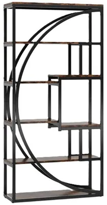 Obrázek produktu pro Knihovna HOGA-XK00302, 29,8 x 184,8 x 81,5 cm, černo/hnědá