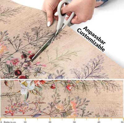 Produktbild von Läufer Küchenläufer Flurläufer Teppichläufer Textil SPRINTY Beige Blumenwiese Robust Breite 52cm Länge 140cm