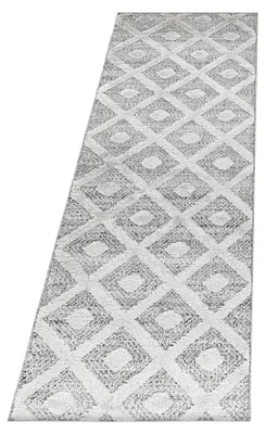 Productafbeelding van Grijze vloerkleed voor de woonkamer, geometrisch design, 80x250 cm