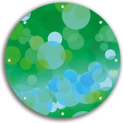 Produktbild von Wallario rundes Outdoor-Poster für Garten oder Balkon, Motiv Grüne und blaue Kreise - harmonisches Muster, 30 cm Durchmesser