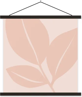 Produktbild von MuchoWow® Textilposter Sommer - Blätter - Rosa - Pastell 120x120 cm mit schwarzem Rahmen - Aufhängungsset