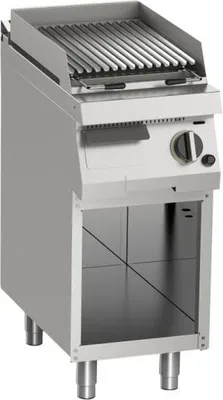 Produktbild von KBS Gas Lavasteingrill 1 Heizzone 10 Kw 400x730x900 mm gerillt offener Unterbau