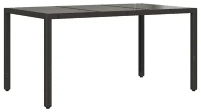 Immagine prodotto di vidaXL Tavolo da giardino con piano in vetro nero 150x90x75 cm in poly rattan