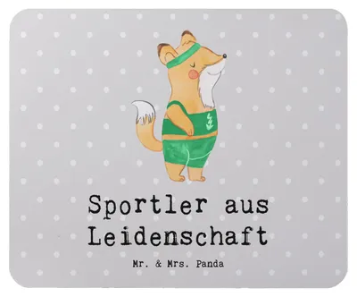 Produktbild von Mr. & Mrs. Panda Mauspad Sportler Leidenschaft - Grau Pastell - Geschenk, Mousepad, pc, laptop, Mouse Pad