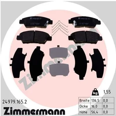 Produktbild von ZIMMERMANN Bremsbeläge Satz Vorne Bremsklötze für HONDA Jazz III Schrägheck (GE, GG, GP, ZA) 24979.165.2
