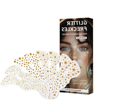 Image de Bijoux pour le visage, paillettes - Autocollants de maquillage - Maquillage pour festivals - Décorations étanches - 8 pièces - Multicolore