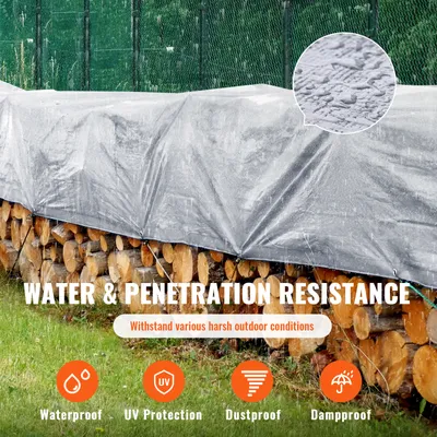 Produktbild von Abdeckplane PE Gewebeplane 487,7 x 609,6 cm Schutzplane 10 Mil Holzplane 12 x 12-Gewebe Gartenplane Wasserdicht UV-beständig zum Abdecken von Wohnmobils Autos Motorrads Gartenmöbel Braun Silber