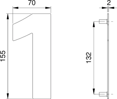 Image de edi Numéro maison chiffre 1 VA ma 150mm L.70mm - 2501/0000/00