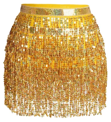 Immagine prodotto di Sciarpa per il ventre, gonna con frange di paillettes, tessuto avvolgente, costume scintillante per feste