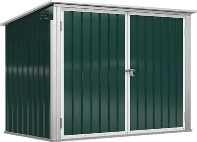 Produktbild von Kryt odpadkového boxu na 2 koše 845-436V01, úložný box, uzamykateľný box na 2 koše, oceľ, 178,5 x 104,5 x 128,5/113 cm, zelený