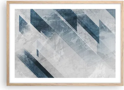 Produktbild von Gerahmtes Poster - Rahmen in heller Eiche - Blau Weiß Figuren - 70x50 cm - Wand Bild - Wanddeko - Wandbilder - Kunstposter - Wandposter - Bilderrahmen - Bilder - Kunstdruck - P2NAA70x50-5082