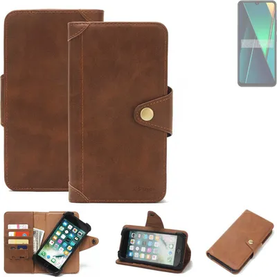 Produktbild von K-S-Trade Handyhülle kompatibel mit POCO C75 Schutz Hülle Walletcase Bookstyle Tasche Case Handytasche Wallet Flipcase Cover PolyurethanBraun (1x)