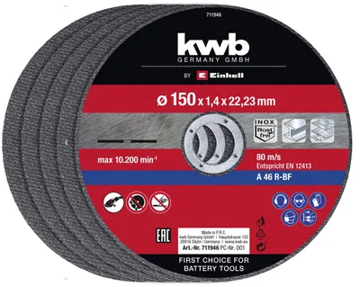 Imagen del producto de Accesorios para esmeriladora Einhell: 5 discos de corte delgados, 150x1,4