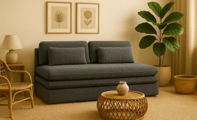 Image de Canapé-lit Kaiser Möbel modèle OLIA, avec coffre de rangement pour literie, revêtement en tissu Poso, couleur gris