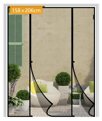 Produktbild von Fliegengitter Tür Magnet 158x206cm Schwarz Ohne Bohren Insektenschutz Balkontür