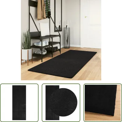 Zdjęcie produktu dla The Living Store Dywan HUARTE Krótkie włosie Miękki i zmywalny Czarny 80x200 cm