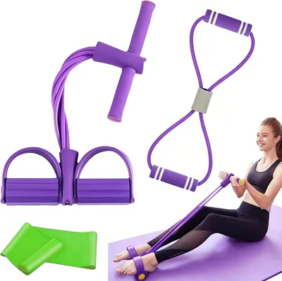 Produktbild von Widerstandsband Set 3-teilig, Bauchtrainer und Beintrainer, Ganzkörpertraining, für Fitnesstraining