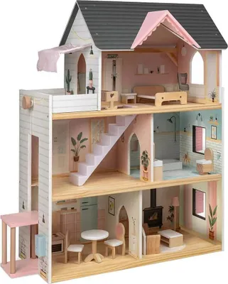 Produktbild von Eurekakids Holzhaus Mit Aufzugpuppe Braun Braun One Size