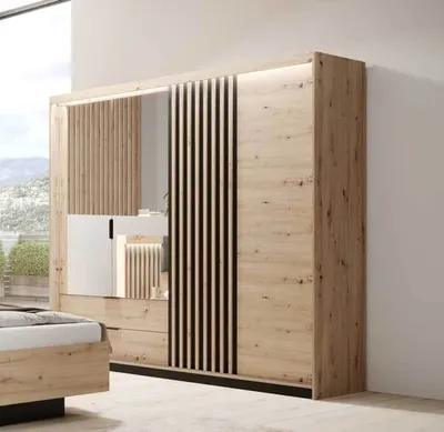 Produktbild von Kleiderschrank Tally Drehtürenschrank 220x60x210cm Artisan Eiche anthrazit 3-türig