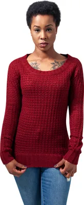Image de Pull pour femme Urban Classics Ladies Long Wideneck Sweater bordeaux - M