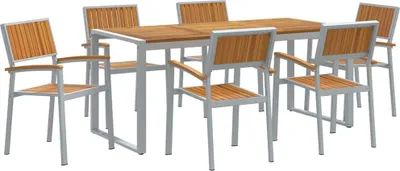Produktbild von vidaXL Garten Essgruppe 7 pcs Grau Massivholz Akazie