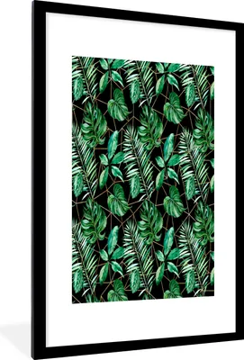 Produktbild von MuchoWow® MuchoWow® Gerahmtes Poster Blätter - Grün - Abstrakt 60x90 cm - Poster mit zchwarzem Bilderrahmen - Dekoration - Wandposter Wohnzimmer - Hochwertig