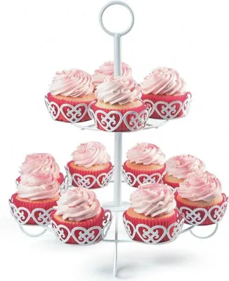 Produktbild von Cupcake-Präsentationsständer 2-lagig - Weißes Metall für Feiern & Geburtstage