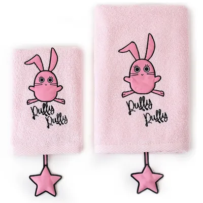 Image de Milk&Moo Chancin Set de serviettes pour enfants, 100% coton, douillet, extrêmement absorbant et résistant à la décoloration, 1 serviette de bain et 1 gant de toilette, set de 2, rose, dès 0 mois,  Türkiye