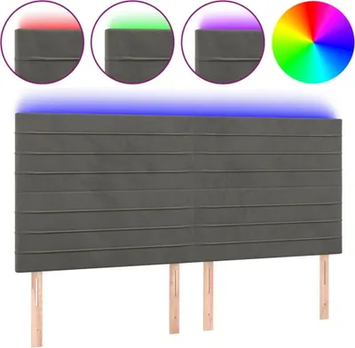 Produktbild von vidaXL LED Kopfteil Dunkelgrau 200x5x118/128 cm Samt