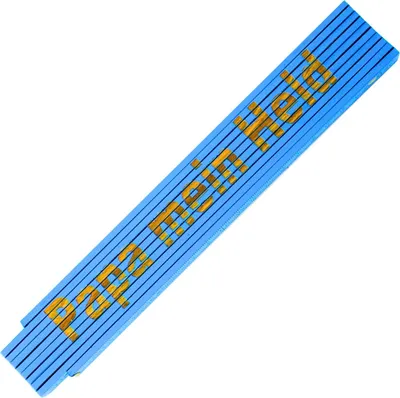 Produktbild von Zollstock Meterstab Laser Gravur Vatertag Männer Geschenk Papa mein Held blau