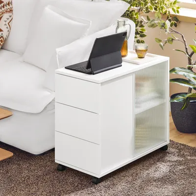 SoBuy Couchtisch FBT141-W von vorne im skandinavischen Ambiente