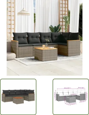 Produktbild von The Living Store 6-tlg. Garten-Sofagarnitur mit Kissen Grau Poly Rattan