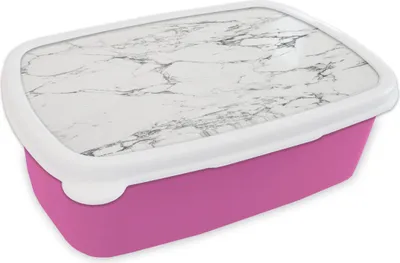 Produktbild von KitchenYeah® Lunchbox Brotzeit Brotdose 17x11 cm Schwarze Muster durch weißen Marmor Kinder Brotzeitdose - Lunchpaket - Brotkasten  - Sandwich Box