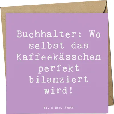 Produktbild von Mr. & Mrs. Panda Glückwunschkarte Spruch Buchhalter Balance - Lavendeltraum - Geschenk, anlasskarte, Beruf, Finanzwesen, faltkarte, Grußkarte, Rechnungswesen, doppelkarte