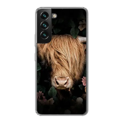 Produktbild von MuchoWow® Handyhülle Schutzhülle Hülle für Samsung Galaxy S22 Plus Schottischer Highlander - Kuh - Blätter Silikon Softcase Handy Hülle - Schutzabdeckung