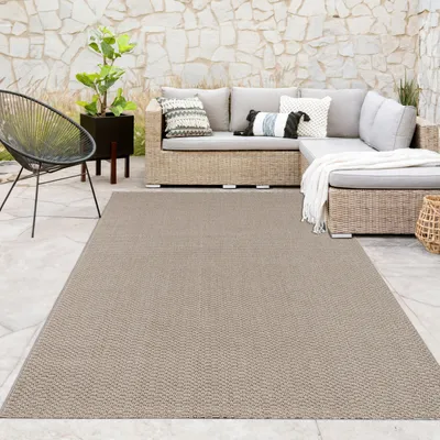 Produktbild von Outdoor Indoor Loop Teppich Wetterfest Terrasse Küche Natur weiche Struktur Creme Grösse 80x150 cm