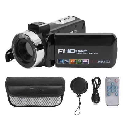 Image de Caméra vidéo avec écran couleur pivotant IPS de 3 pouces, 1080p, 30 ips, 30 MP, zoom numérique 18x et télécommande - idéal pour les mariages et les voyages