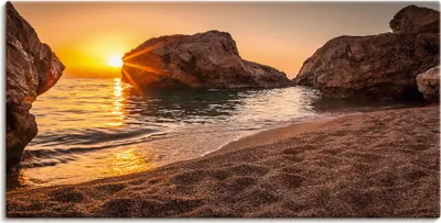 Produktbild von ARTland Leinwandbild Sonnenuntergang und Strand Größe: 150x75 cm