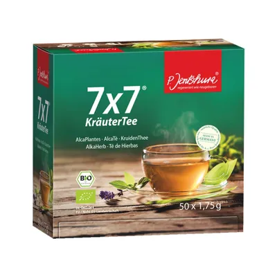 Produktbild von P. Jentschura 7x7 KräuterTee | 50 Beutel | 49 Kräuter | vielseitig einsetzbar | für Säure-Basen-Balance | mild |