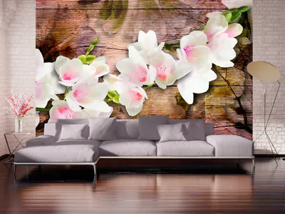 Produktbild von Vlies Fototapete 350x256 cm Tapeten Wandtapete XXL Holz Blumen b-A-0219-a-c