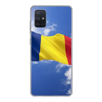 Produktbild von MuchoWow® Handyhülle Schutzhülle Hülle für Samsung Galaxy A71 Rumäniens Flagge weht am Himmel Silikon Softcase Handy Hülle - Kartenbesitzer