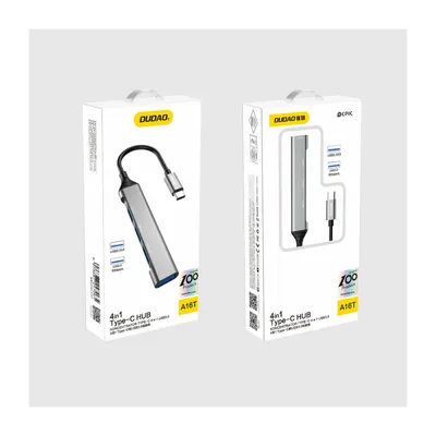 Zdjęcie produktu dla DUDAO A16T 4-w-4 USB-C Hub Przewodowy USB 3.2 Gen 1 (3.1 Gen 1) Typ-C Szary