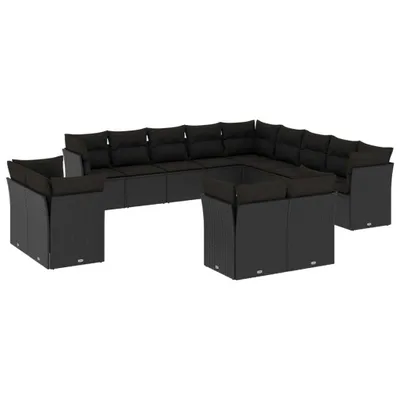 Produktbild von vidaXL 13-tlg. Garten-Sofagarnitur mit Kissen Schwarz Poly Rattan
