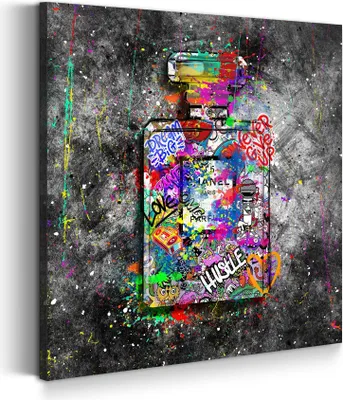 Produktbild von Leinwandbild Wandbild Street Art Parfüm Kunstdruck XXL Wanddeko: 60x60x2cm