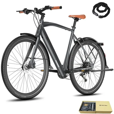 Produktbild von E-bike 28 Zoll Rostfreie Aluminiumlegierung bis zu 100 km Herrenfahrrad Wasserdicht IPX4 Pedelec mit 9 Gang, Grau