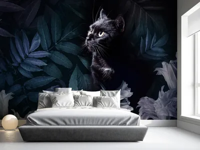 Produktbild von Vlies Fototapete Tier 400x280 cm Tapeten Wandtapete XXL Katze Blumen Natur Botanik g-C-10077-a-b