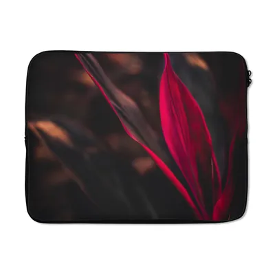 Produktbild von MuchoWow® Laptop Hülle 17 Zoll Laptoptasche Stilleben - Blätter - Pflanzen - Rot - Zipper - Schutzabdeckung