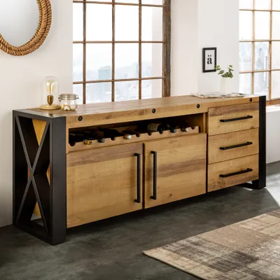 Produktbild von riess-ambiente Massivholz Sideboard THOR 195cm vintage braun Pinie recycelt Industrial Kommode Schrank